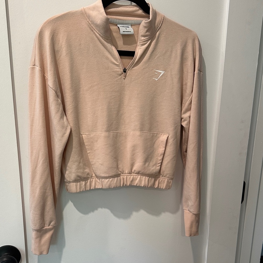 Women's Pink Beige Quarter-Zip Pullover